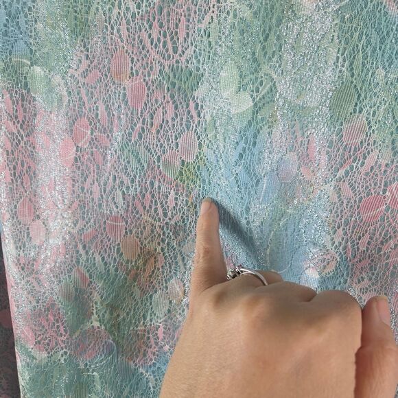 Women's Vintage Judy Hornby Drop Waist Pastel Ruffle Lace Dress Size 14 - Picture 6 of 13